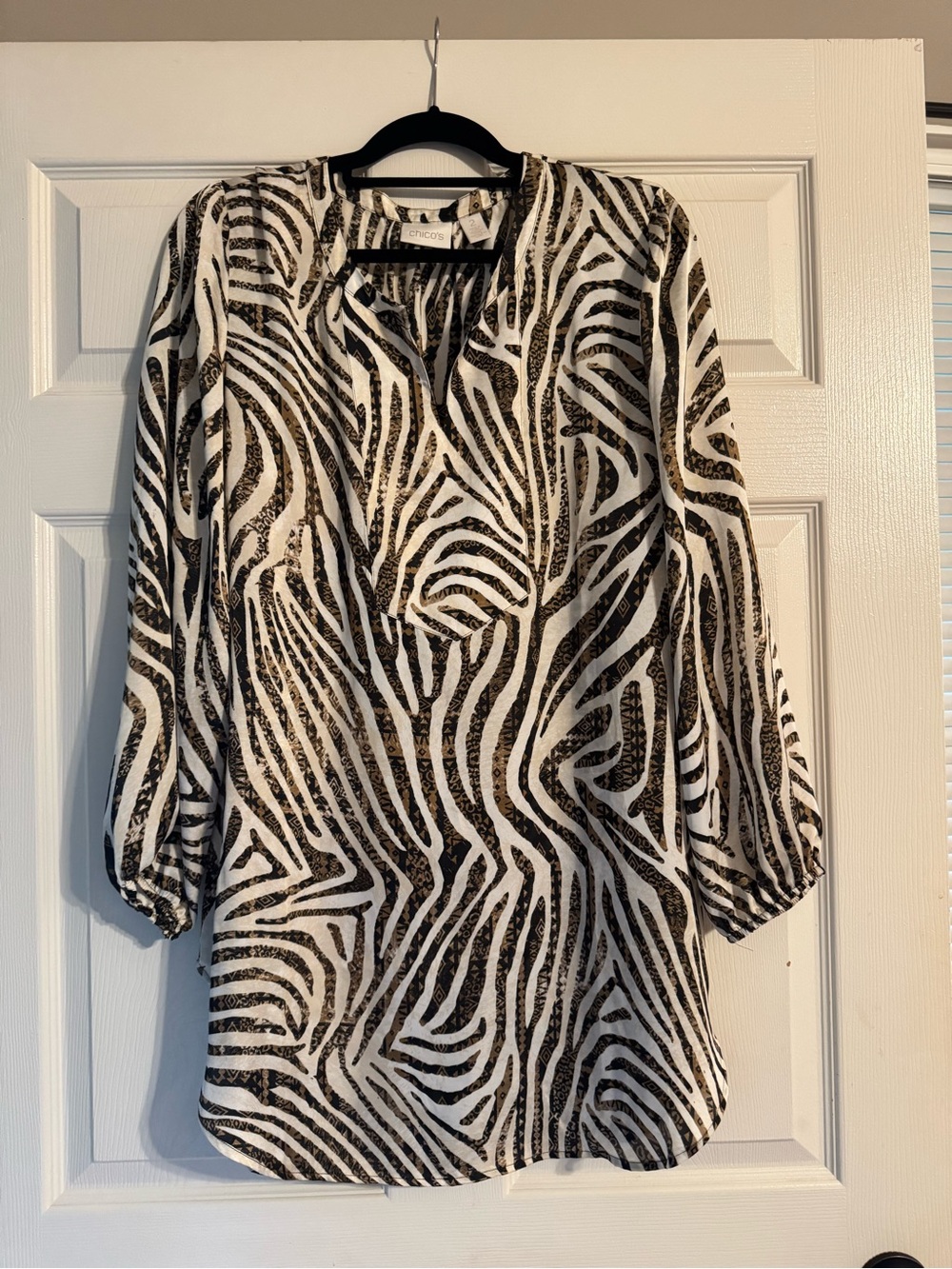 Chico's White and Black Zebra-Print Blouse